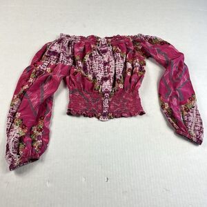 Moda Baronessa Top XS Silk Lightweight Abstract Crop Blouse Romantic Luxe Boho
